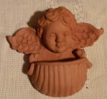 Angel wall holy water container or potted planter - marked art ceramics