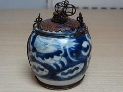 19 századi antik kinai kék-fehér mázas porcelán  !