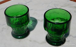 Pair of old Italian green glass glasses