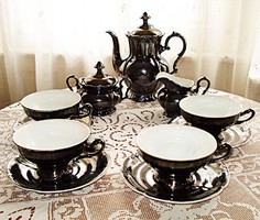 Teáskészlet - ezüsttel bevont porcelán, 4 személyes