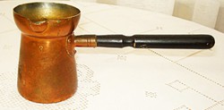 Old wooden, copper coffee pourer