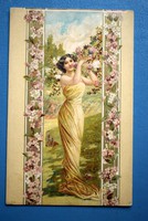 Antik szecessziós gyönyörű tavaszi hangulatú litho képeslap