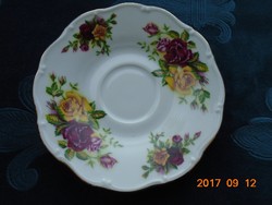 MZ CZECHOSLOVAKIA Rózsás aranyozott tányér -13,5cm