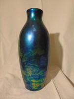 Zsolnay japanizáló labradormázas kék eozin váza