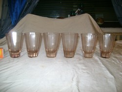 Régi, vastag falú, tíz szögletű pohár - hat darab - gyűjtőknek