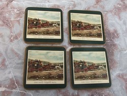 Retro hangulat-postakocsik-pohár alátét  4 db együtt