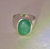 Szépséges régi valódi smaragdköves ezüstgyűrű