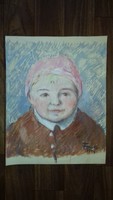 Fontos Sándor - Gyermek fej portré festmény