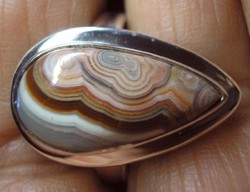 925 ezüst gyűrű, 18,1/56,8 mm mexikói laguna achát