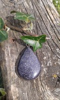Rare blue sunstone semi-precious stone marked old silver necklace