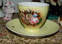 Ca.100 éves kézzel festett pihekönnyű csésze +alátét tányér