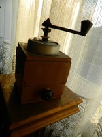 Antique refurbished working wooden box table grinder