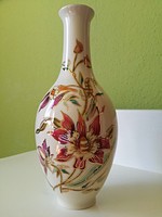 Zsolnay kézzel festett orchideás váza 27 cm