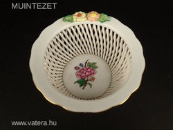 Herendi porcelán díszkosár - különleges technikával készült ritkaság