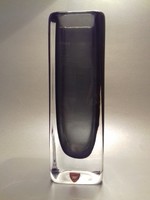 The Orrefors Nils Landberg glass vase was labeled in the 1960s