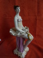 Orosz porcelán ülő balerina figura tükörrel
