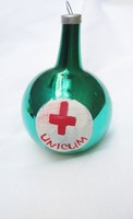 Régi üveg karácsonyfadísz Unicum üveg