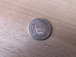 1886 ezüst svájci 2 frank 10 gramm 0,835
