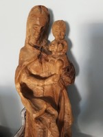 Mária  jézussal  régi  fa szobor  kézifaragás   72 cm   13000  ft