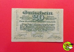 Német Notgeld 20 heller 1920 Gutschein aUNC