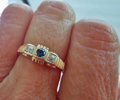 Nagyon szép antik art deco brill zafír 14kt aranygyűrű