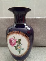 Nagy méretű NDK gyártmányú rózsamintás porcelán váza 28 cm x 12 cm