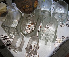 7 Antik üveg fűszertartó  fiók