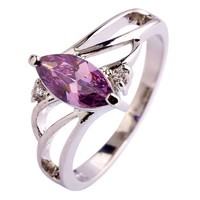 Gyűrű lila csepp alakú kővel 7-es (54-es)