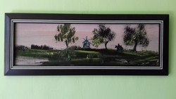 MOST AJÁNDÉKNAK KIVÁLÓ ÁRON! 64,5 cm x 24,5 cm Németh Zoltán olaj / farost festmény