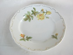 Zsolnay porcelán sárga rózsás lapos tányér