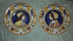 Antique majolica ceramic wall plate pair of wall decorative Deruta / Italy