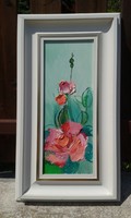 Tóth roses: rose, bouquet, still life, modern picture frame, oil painting, st. Elizabeth's Rose