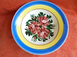 Régi hollóházi porcelán rózsás falitányér