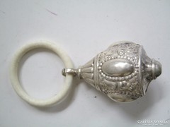Különleges, szép antik ezüst (900) baba csörgő