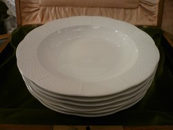 Herendi mély / leveses tányér festetlen fehér herendi 6 db