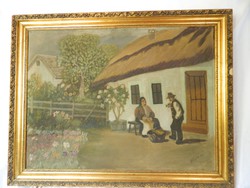 1926 Faludy A.:,,Falusi pillanat kép." festmény.