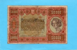 Ritka 50.000 Korona 1923 