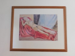 Büky Béla:(1899-1983) Reclining Female Nude (watercolor)
