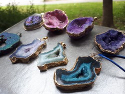 Unique special agate druse and geode pendants