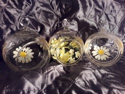 3 db Függeszthető üveg gömb kreatív dísz, led gyertya vagy potpourri tartó - florárium