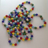 Régi Cseh színes üvegyöngyös nyaklánc