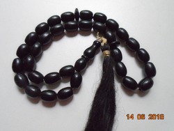 Antique black mala with 33 grains and guru pearls 47.5 cm