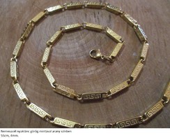 Nemesacél nyaklánc görög mintával arany színben