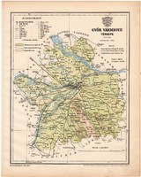 Győr vármegye térkép 1899, Magyarország atlasz (a), Gönczy Pál, 24 x 30 cm