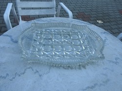 Vintage heavy cast glass tray