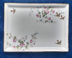 Antik virágos madaras tálka - 13 x 17 cm. - porcelán