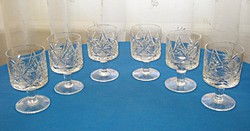Modern shaped, hand-carved lead crystal wine glasses (6 pcs.)