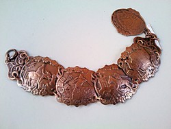 Retro copper bracelet with don quixote de la mancha scenes