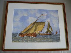 Yvette Mannee holland festő Hajók és kikötők sorozat/3.