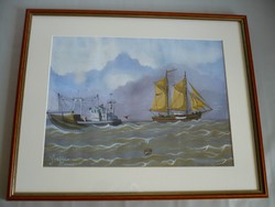 Yvette Mannee holland festő Hajók és kikötők sorozat/9.